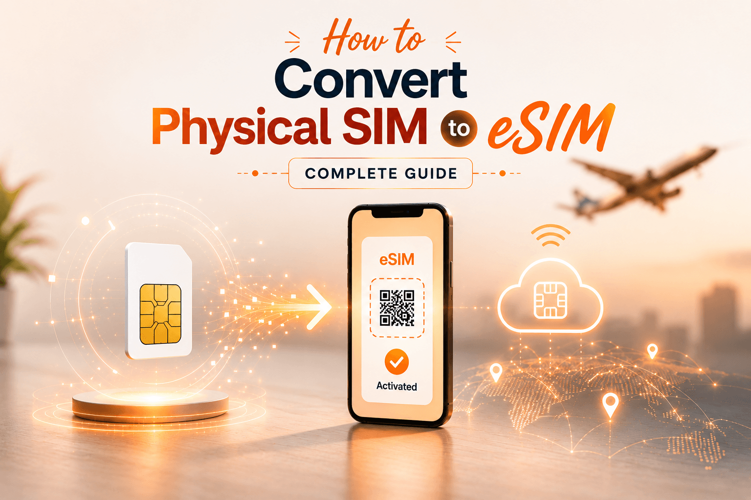 How to convert a physical SIM card to eSIM using a smartphone with QR code activation and digital connectivity setup